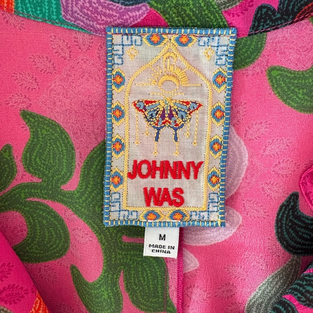 Johnny Was Martijn Shirt Fuschia and green-Size Medium - Picture 4 of 12